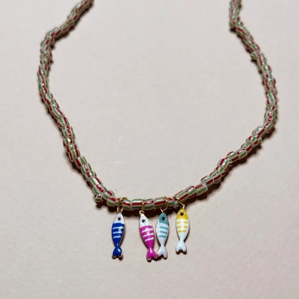 Colorful Fish Charm Necklace S973
